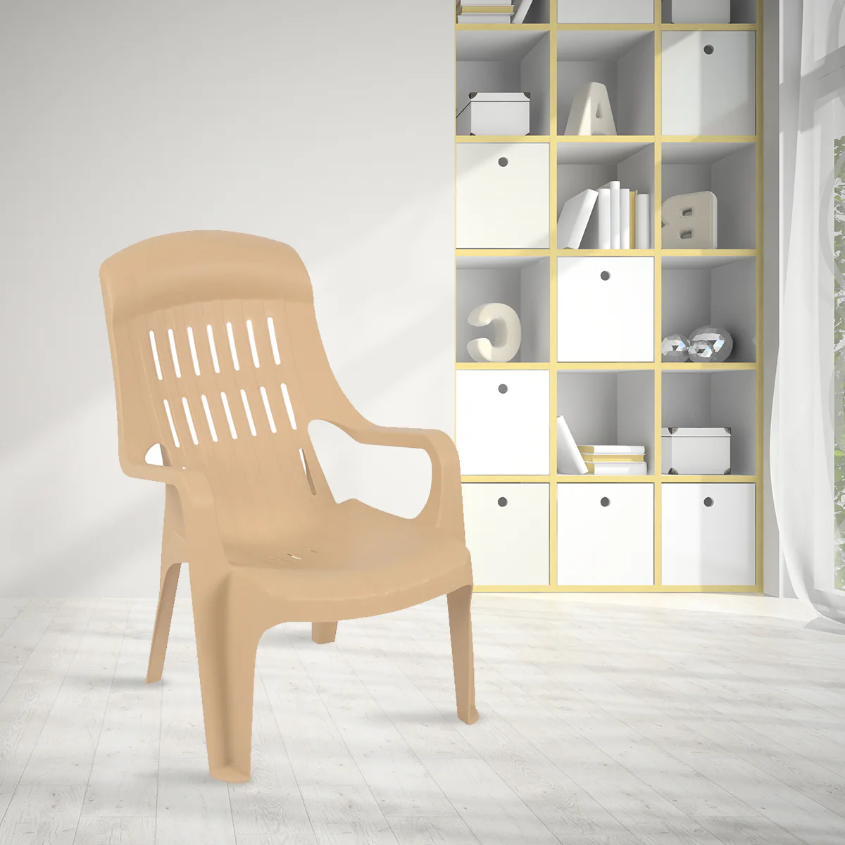 Nilkamal Weekender Plastic Arm Chair (Biscuit) - Image 3