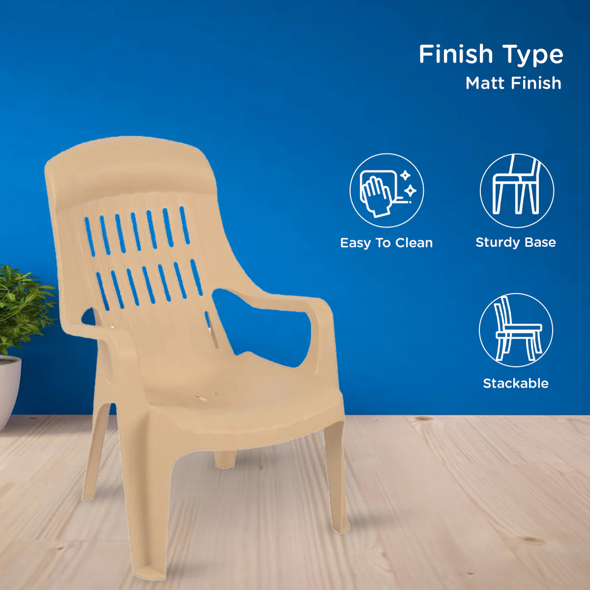 Nilkamal Weekender Plastic Arm Chair (Biscuit) - Image 5