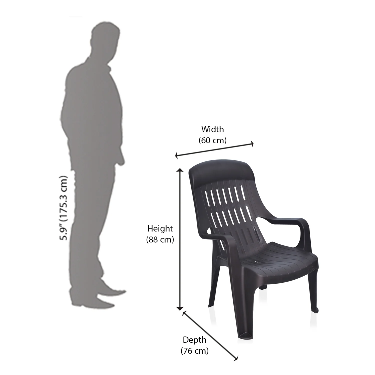 Nilkamal Weekender Plastic Arm Chair (Weathered Brown) - Image 10