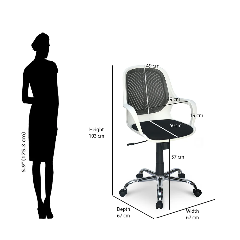 Nilkamal Yaris Mid Back Chrome Base Chair - Image 10