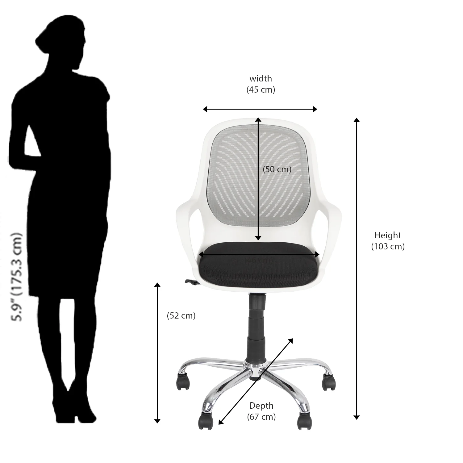 Nilkamal Yaris Mid Back Chrome Base Chair - Image 35