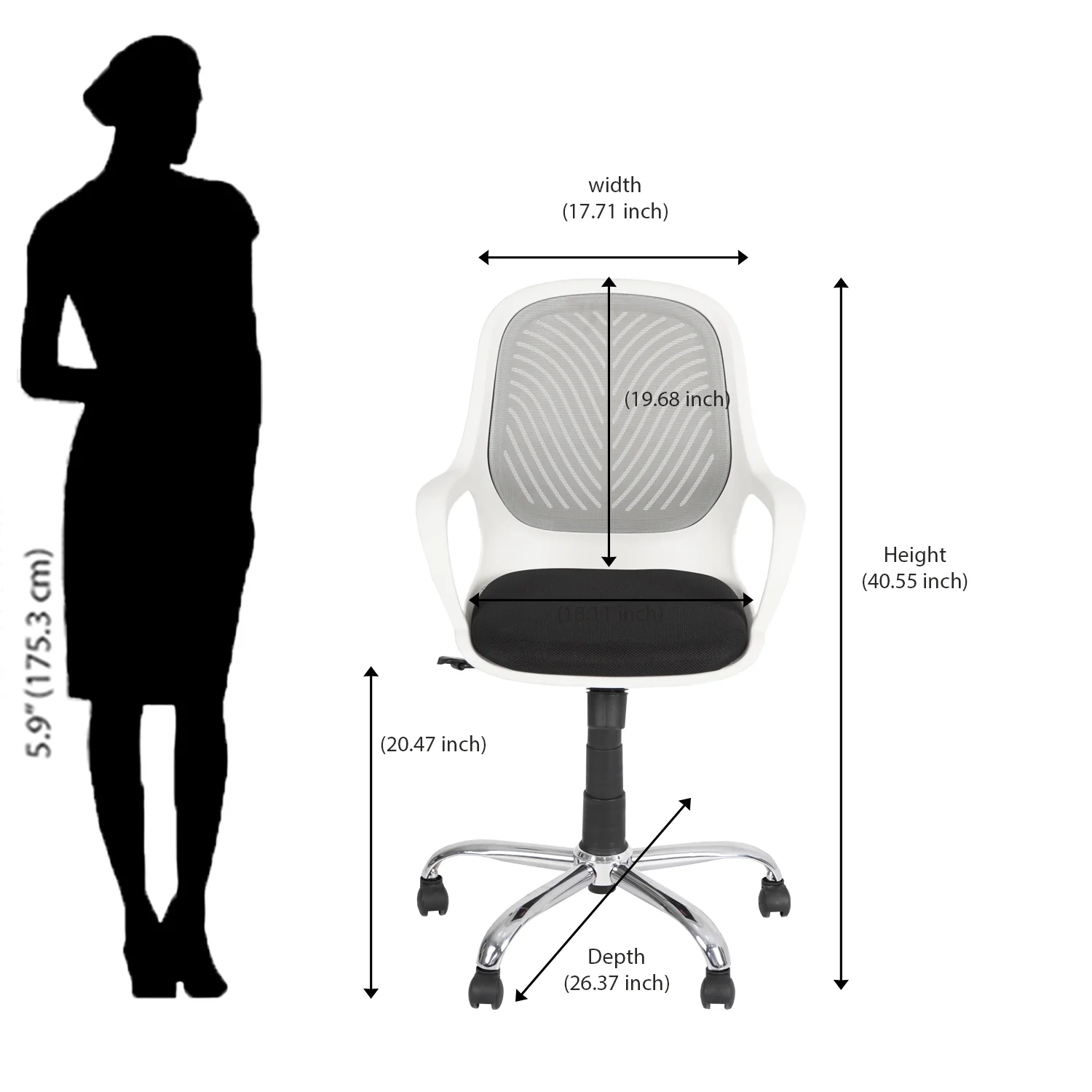 Nilkamal Yaris Mid Back Chrome Base Chair - Image 36