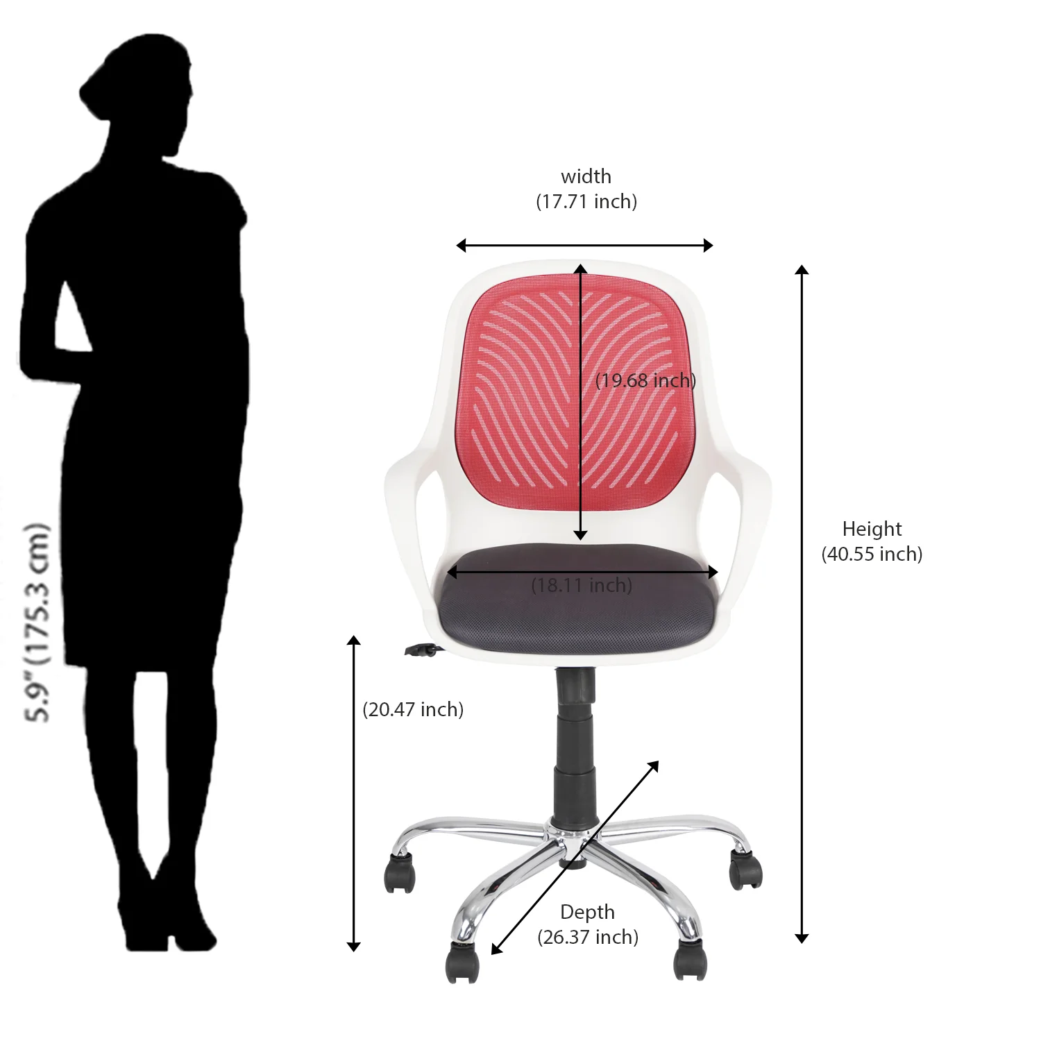 Nilkamal Yaris Mid Back Chrome Base Chair - Image 48